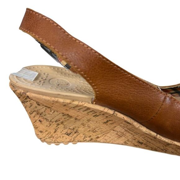 Crocs A-Leigh Leather Brown Cork Wedge Slingback Open Toe Sandals Shoes sz 7 - Picture 3 of 16